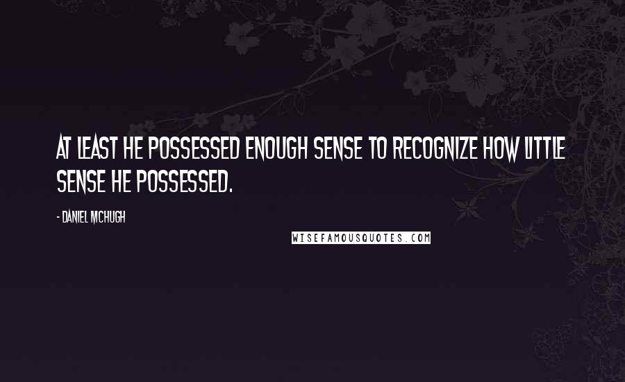 Daniel McHugh Quotes: At least he possessed enough sense to recognize how little sense he possessed.