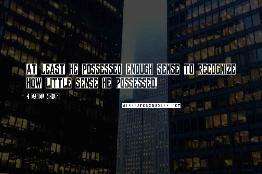 Daniel McHugh Quotes: At least he possessed enough sense to recognize how little sense he possessed.