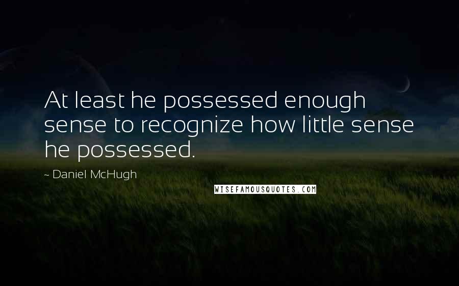 Daniel McHugh Quotes: At least he possessed enough sense to recognize how little sense he possessed.
