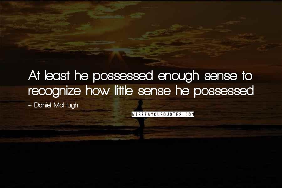 Daniel McHugh Quotes: At least he possessed enough sense to recognize how little sense he possessed.