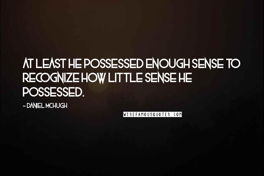 Daniel McHugh Quotes: At least he possessed enough sense to recognize how little sense he possessed.