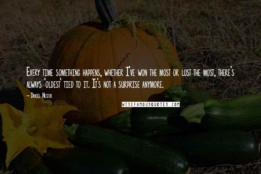 Daniel Nestor Quotes: Every time something happens, whether I've won the most or lost the most, there's always 'oldest' tied to it. It's not a surprise anymore.
