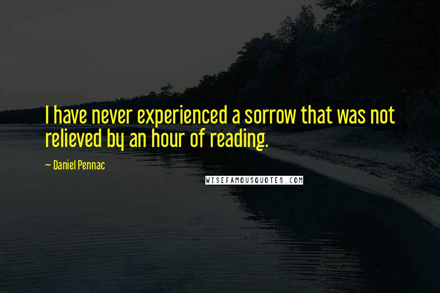 Daniel Pennac Quotes: I have never experienced a sorrow that was not relieved by an hour of reading.