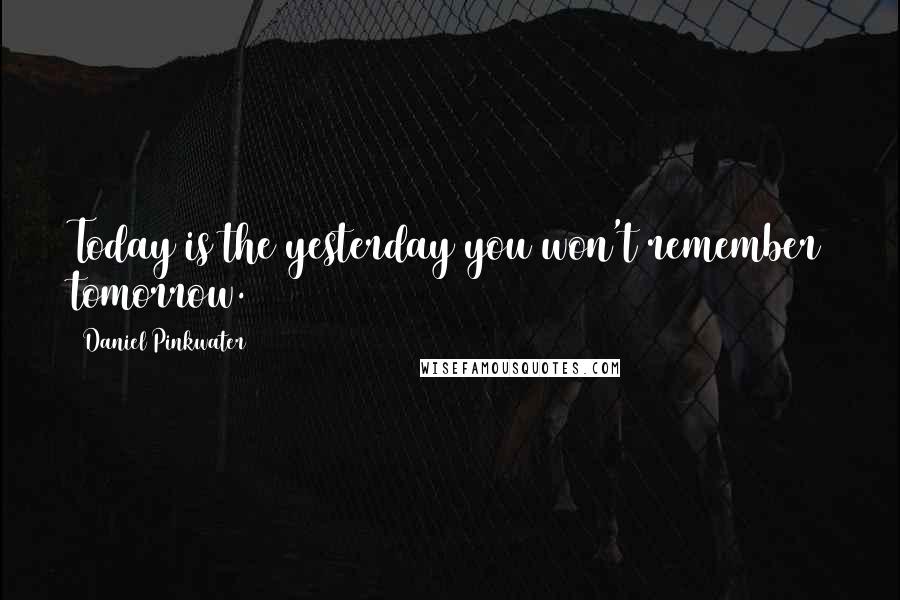 Daniel Pinkwater Quotes: Today is the yesterday you won't remember tomorrow.