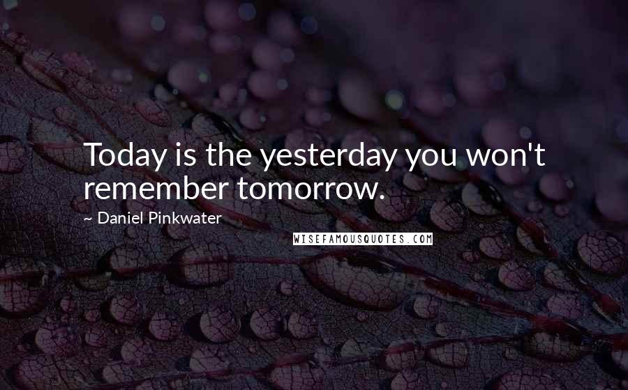 Daniel Pinkwater Quotes: Today is the yesterday you won't remember tomorrow.