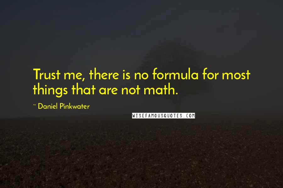Daniel Pinkwater Quotes: Trust me, there is no formula for most things that are not math.