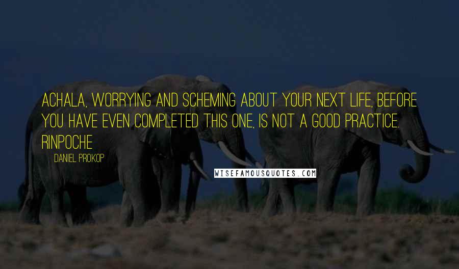 Daniel Prokop Quotes: Achala, worrying and scheming about your next life, before you have even completed this one, is not a good practice. Rinpoche