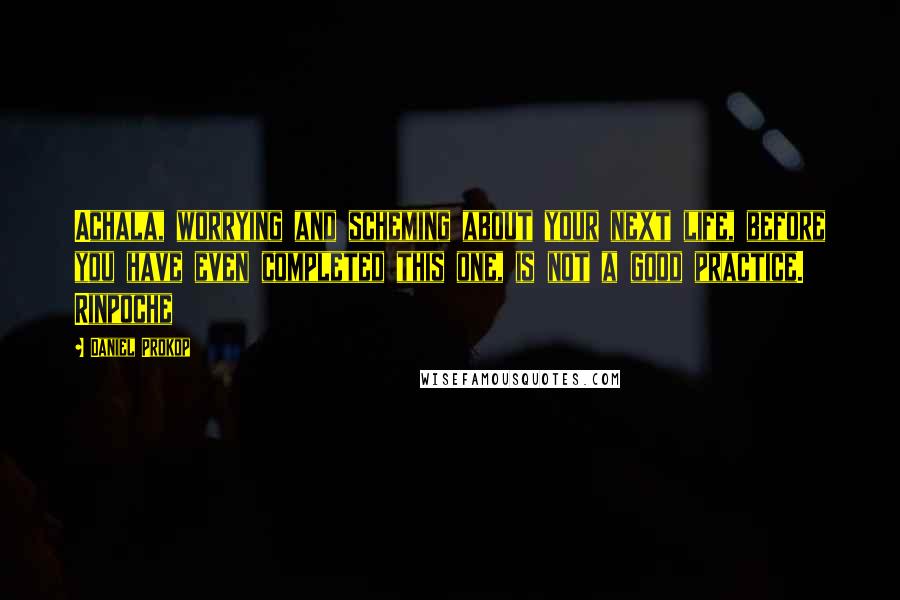 Daniel Prokop Quotes: Achala, worrying and scheming about your next life, before you have even completed this one, is not a good practice. Rinpoche