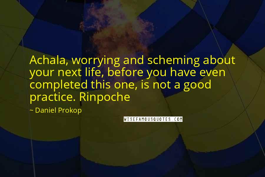 Daniel Prokop Quotes: Achala, worrying and scheming about your next life, before you have even completed this one, is not a good practice. Rinpoche