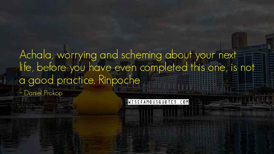 Daniel Prokop Quotes: Achala, worrying and scheming about your next life, before you have even completed this one, is not a good practice. Rinpoche