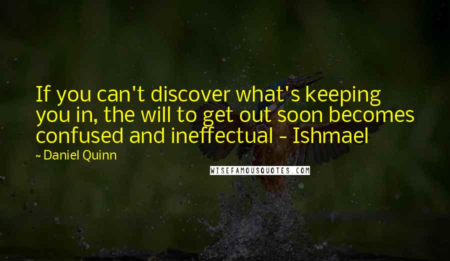 Daniel Quinn Quotes: If you can't discover what's keeping you in, the will to get out soon becomes confused and ineffectual - Ishmael
