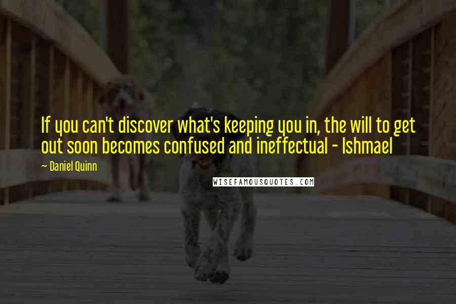 Daniel Quinn Quotes: If you can't discover what's keeping you in, the will to get out soon becomes confused and ineffectual - Ishmael