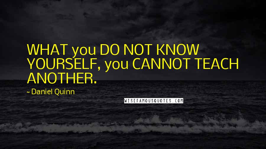 Daniel Quinn Quotes: WHAT you DO NOT KNOW YOURSELF, you CANNOT TEACH ANOTHER.