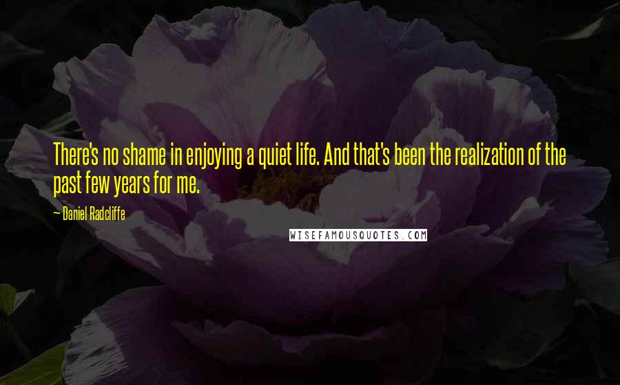 Daniel Radcliffe Quotes: There's no shame in enjoying a quiet life. And that's been the realization of the past few years for me.