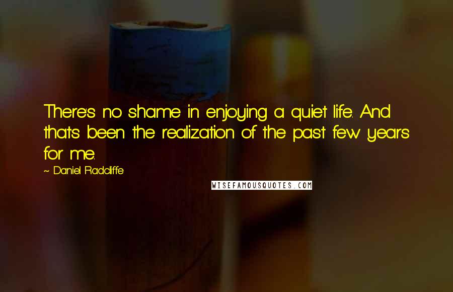 Daniel Radcliffe Quotes: There's no shame in enjoying a quiet life. And that's been the realization of the past few years for me.