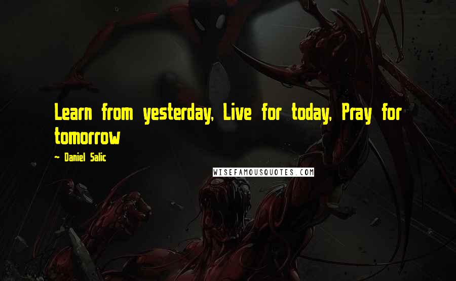 Daniel Salic Quotes: Learn from yesterday, Live for today, Pray for tomorrow