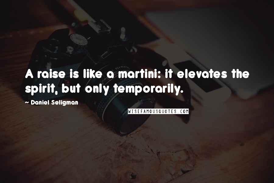 Daniel Seligman Quotes: A raise is like a martini: it elevates the spirit, but only temporarily.