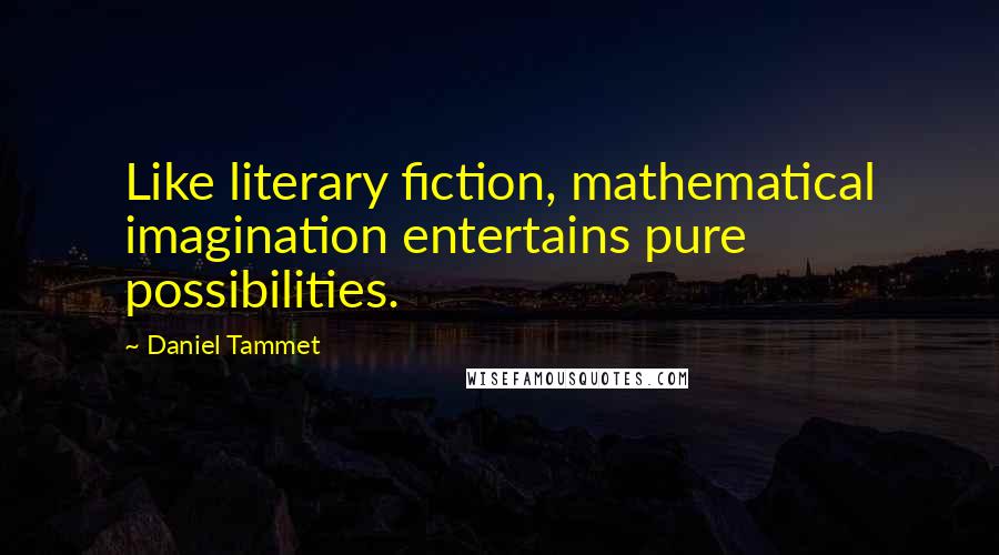 Daniel Tammet Quotes: Like literary fiction, mathematical imagination entertains pure possibilities.