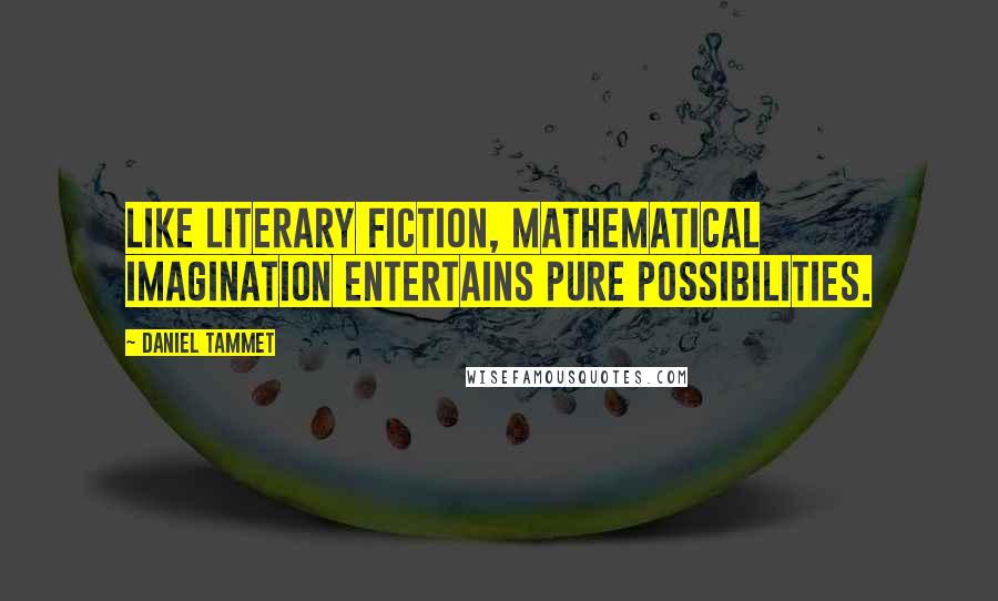 Daniel Tammet Quotes: Like literary fiction, mathematical imagination entertains pure possibilities.