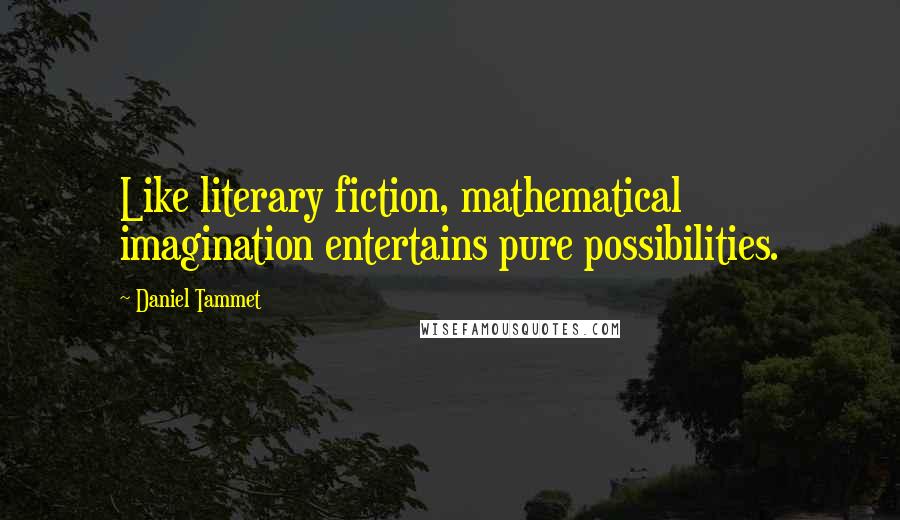 Daniel Tammet Quotes: Like literary fiction, mathematical imagination entertains pure possibilities.