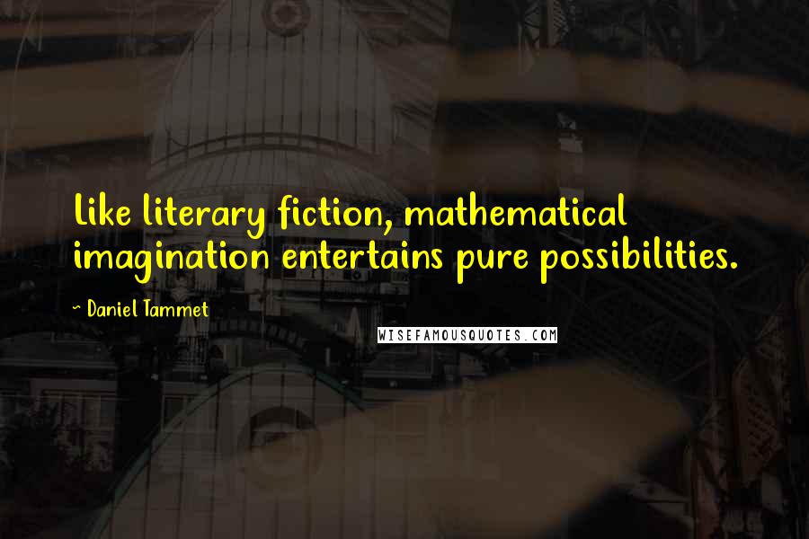 Daniel Tammet Quotes: Like literary fiction, mathematical imagination entertains pure possibilities.