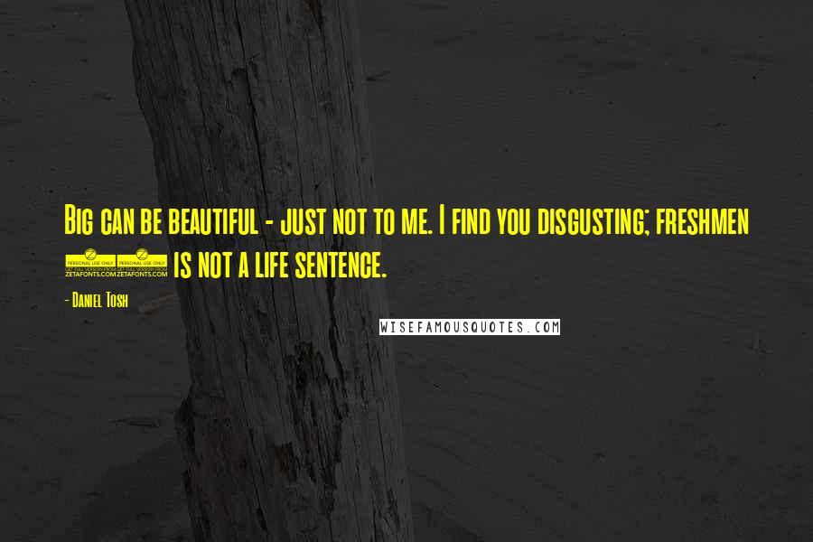 Daniel Tosh Quotes: Big can be beautiful - just not to me. I find you disgusting; freshmen 15 is not a life sentence.