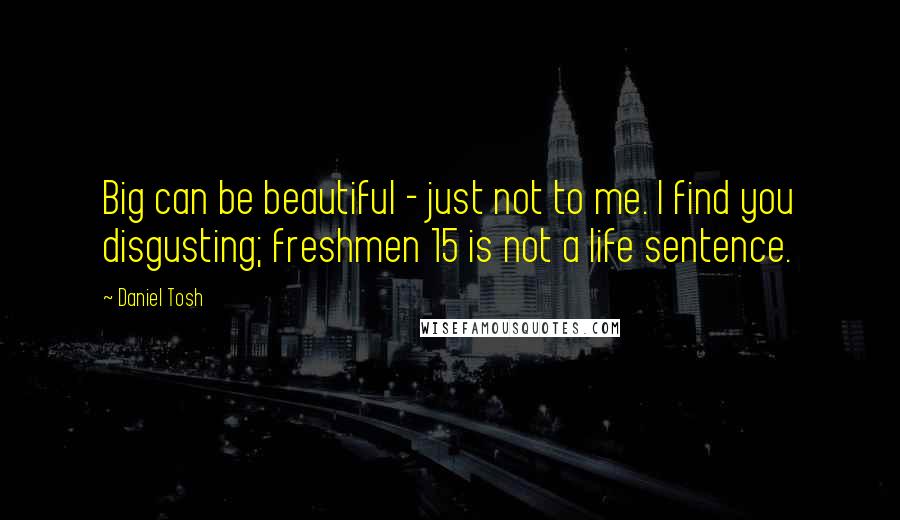 Daniel Tosh Quotes: Big can be beautiful - just not to me. I find you disgusting; freshmen 15 is not a life sentence.