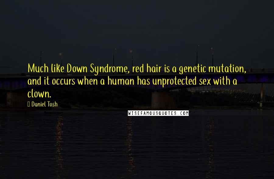 Daniel Tosh Quotes: Much like Down Syndrome, red hair is a genetic mutation, and it occurs when a human has unprotected sex with a clown.