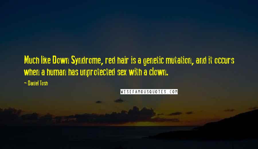 Daniel Tosh Quotes: Much like Down Syndrome, red hair is a genetic mutation, and it occurs when a human has unprotected sex with a clown.