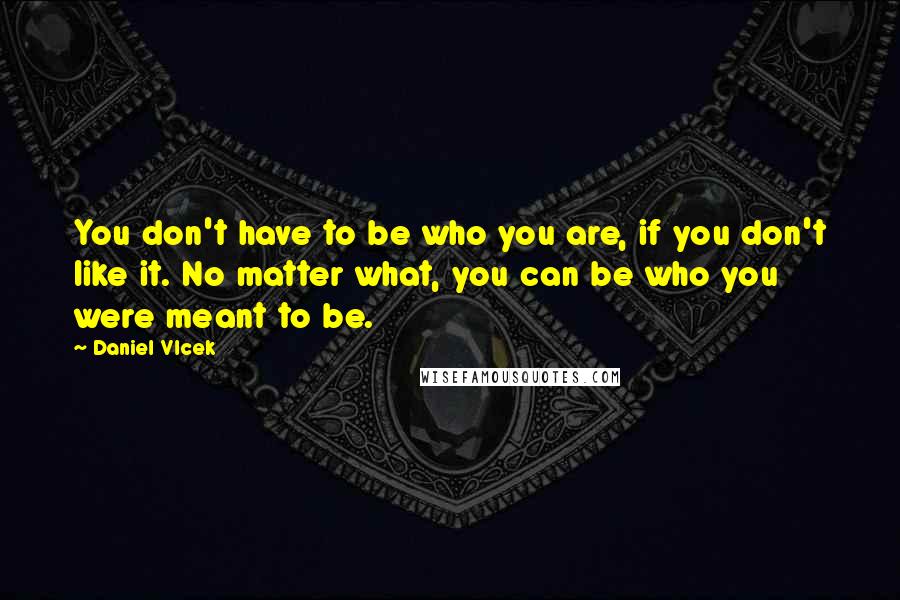 Daniel Vlcek Quotes: You don't have to be who you are, if you don't like it. No matter what, you can be who you were meant to be.