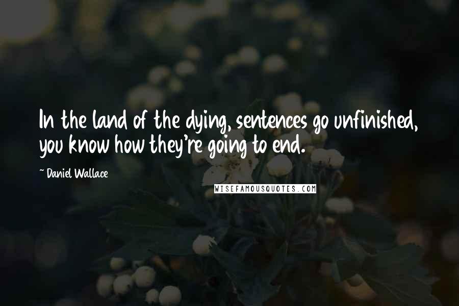 Daniel Wallace Quotes: In the land of the dying, sentences go unfinished, you know how they're going to end.