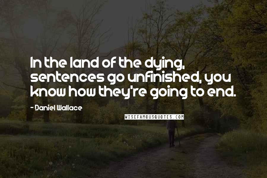 Daniel Wallace Quotes: In the land of the dying, sentences go unfinished, you know how they're going to end.