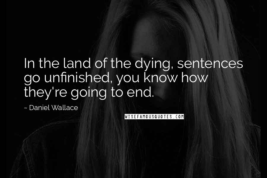 Daniel Wallace Quotes: In the land of the dying, sentences go unfinished, you know how they're going to end.