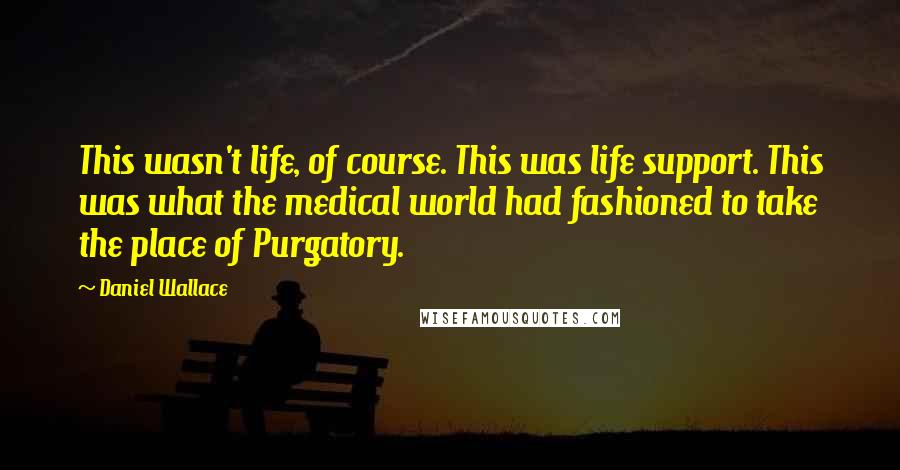 Daniel Wallace Quotes: This wasn't life, of course. This was life support. This was what the medical world had fashioned to take the place of Purgatory.