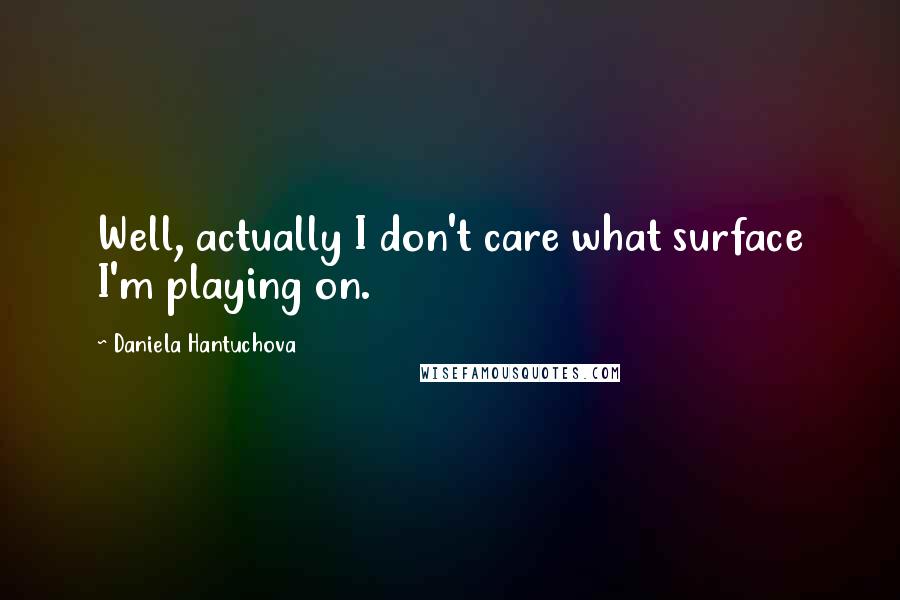 Daniela Hantuchova Quotes: Well, actually I don't care what surface I'm playing on.