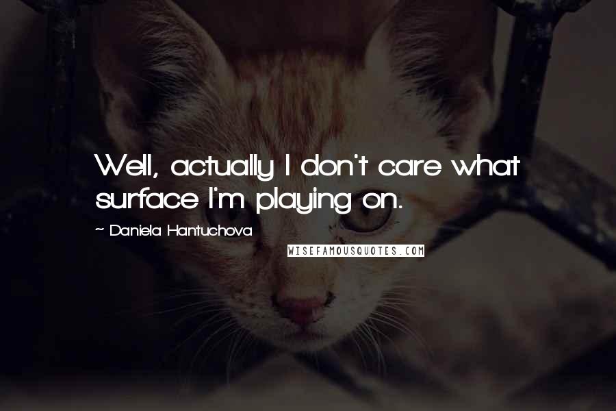 Daniela Hantuchova Quotes: Well, actually I don't care what surface I'm playing on.