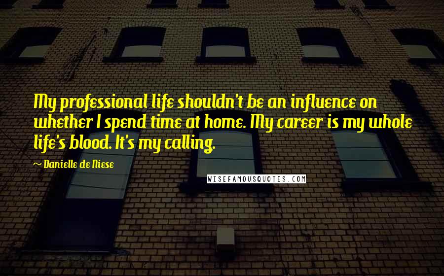 Danielle De Niese Quotes: My professional life shouldn't be an influence on whether I spend time at home. My career is my whole life's blood. It's my calling.