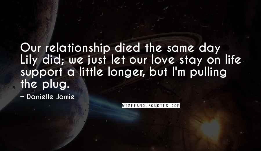 Danielle Jamie Quotes: Our relationship died the same day Lily did; we just let our love stay on life support a little longer, but I'm pulling the plug.