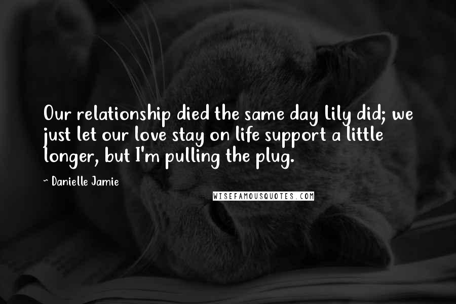 Danielle Jamie Quotes: Our relationship died the same day Lily did; we just let our love stay on life support a little longer, but I'm pulling the plug.