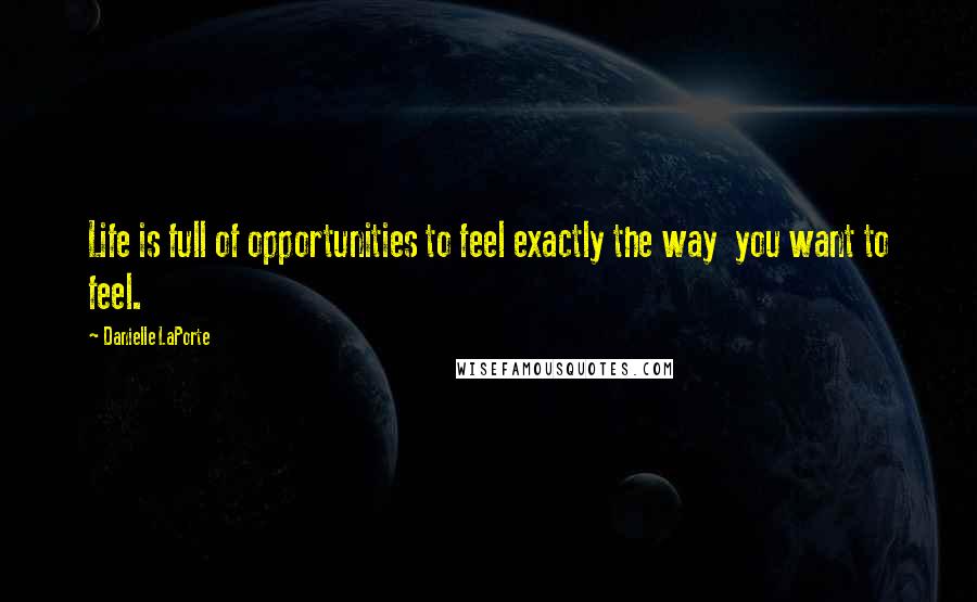 Danielle LaPorte Quotes: Life is full of opportunities to feel exactly the way  you want to feel.