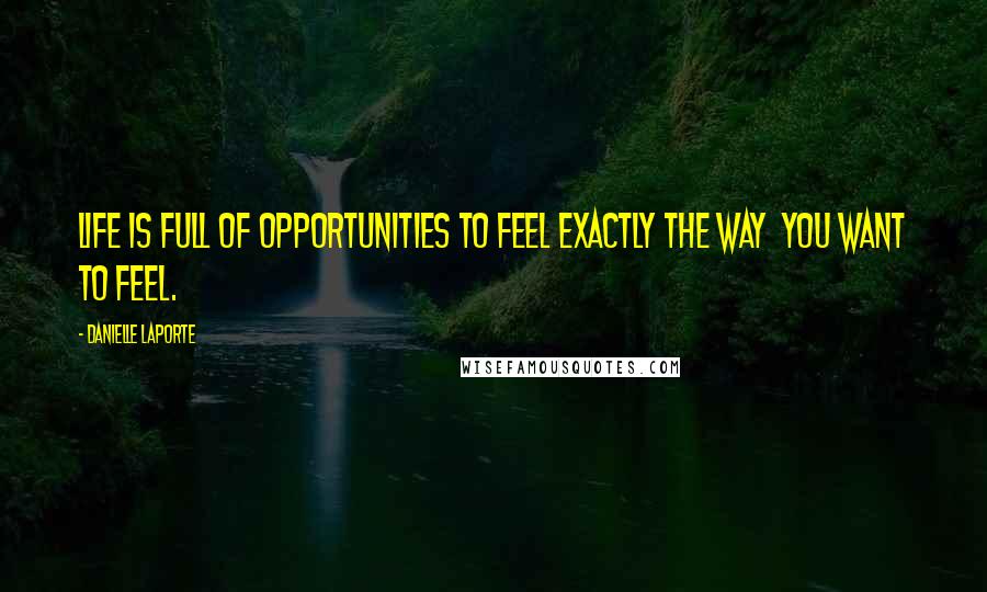 Danielle LaPorte Quotes: Life is full of opportunities to feel exactly the way  you want to feel.