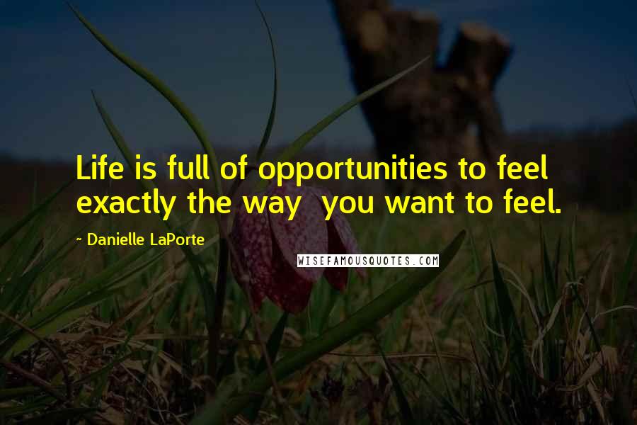 Danielle LaPorte Quotes: Life is full of opportunities to feel exactly the way  you want to feel.