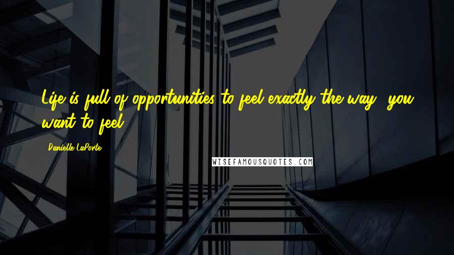 Danielle LaPorte Quotes: Life is full of opportunities to feel exactly the way  you want to feel.