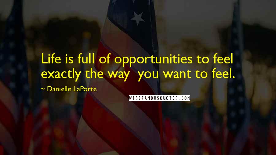 Danielle LaPorte Quotes: Life is full of opportunities to feel exactly the way  you want to feel.