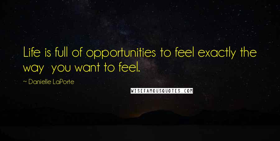 Danielle LaPorte Quotes: Life is full of opportunities to feel exactly the way  you want to feel.