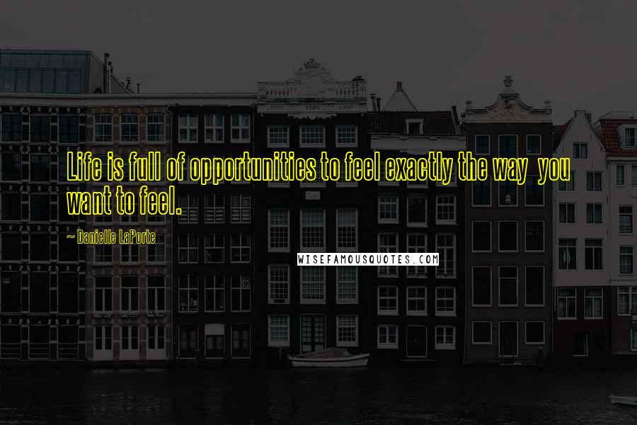 Danielle LaPorte Quotes: Life is full of opportunities to feel exactly the way  you want to feel.