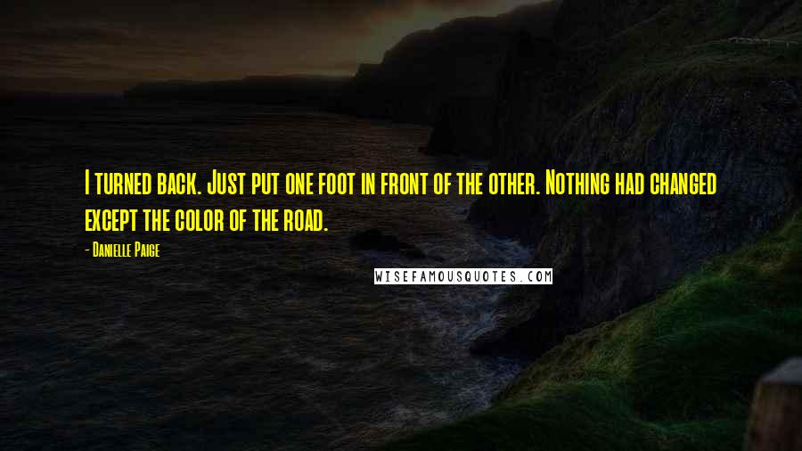 Danielle Paige Quotes: I turned back. Just put one foot in front of the other. Nothing had changed except the color of the road.