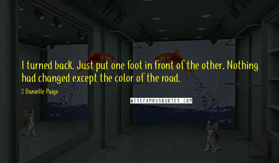 Danielle Paige Quotes: I turned back. Just put one foot in front of the other. Nothing had changed except the color of the road.
