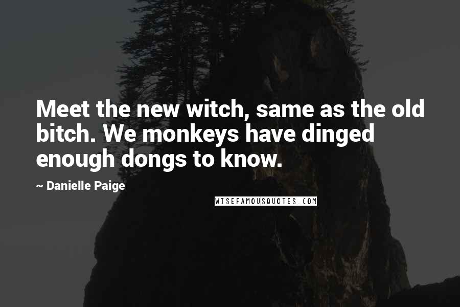 Danielle Paige Quotes: Meet the new witch, same as the old bitch. We monkeys have dinged enough dongs to know.