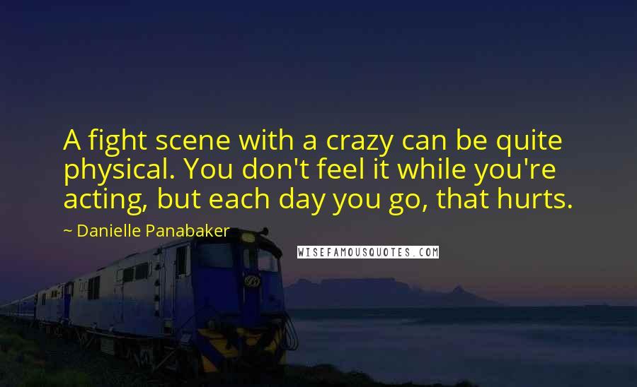 Danielle Panabaker Quotes: A fight scene with a crazy can be quite physical. You don't feel it while you're acting, but each day you go, that hurts.